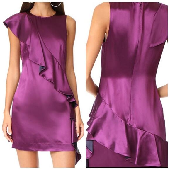 Diane Von Furstenberg Dresses & Skirts - Diane Von Furstenberg BABYDOLL Body Ruffle Dress Purple Short size 0 A000038